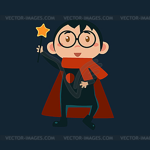 Boy In Harry Potter Haloween Disguise - royalty-free vector clipart