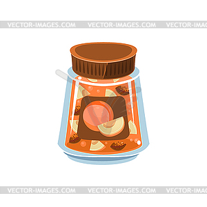 Apricot Jam In Transparent Jar - vector image