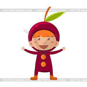 Ребенок в вишневое костюм - векторный клипарт / векторное изображение