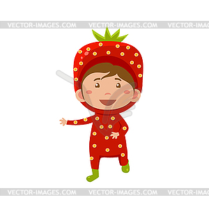 Kid Wearing Strawberry Costume - vector image