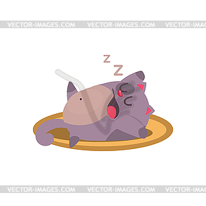 Cat Sleeping And Snoring Adorable Emoji Flat - vector image