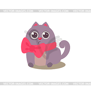 Cat In Bow - vector clipart