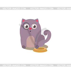 Cat With Empty Plate - vector clipart