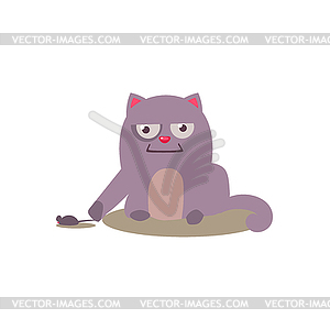 Cat Playing With Mouse - vector image