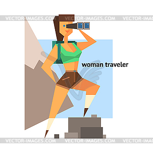 Woman Traveler Abstract Figure - vector image