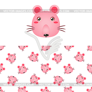 Mouse Head Icon And Pattern - royalty-free vector image