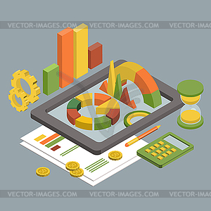 Flat 3d Isometric Business , Chart Graphic  - vector clip art