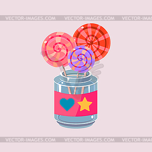 Lollypops In Jar - vector clip art