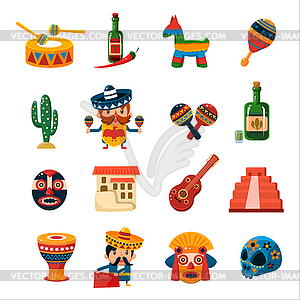 Traditional Mexican Symbols Collection - vector clipart