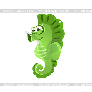 Green Seahorse Icon - vector clipart / vector image