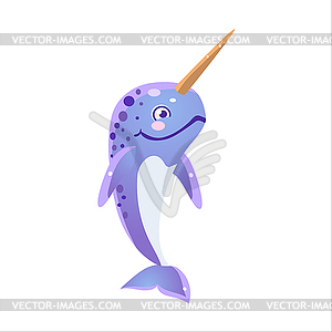 Blue Narwhal Icon - vector image