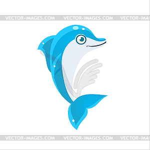 Blue Dolphin Icon - color vector clipart