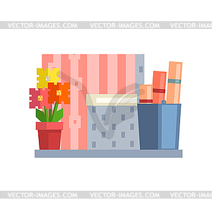 Home Objects On Shelf - vector clip art
