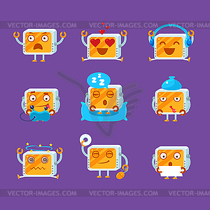 Small Robot Emoji Set - vector image