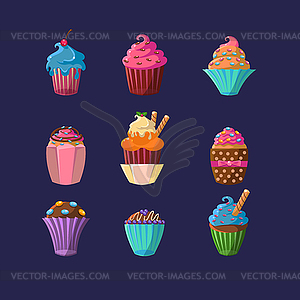 Colorful Cupcakes Set - vector clipart