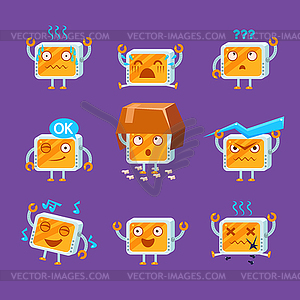Little Robot Emoji Set - vector image