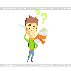 Puzzled Boy Emotion Icon - vector clipart