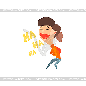 Laughing Girl Emotion Icon - vector clipart