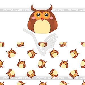 Owl Head Icon And Pattern - vector clipart