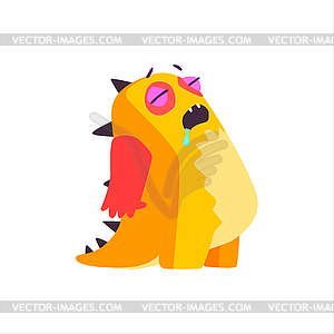 Sleeping Orange Childish Monster - vector clipart