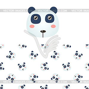 Panda Head Icon And Pattern - vector clipart