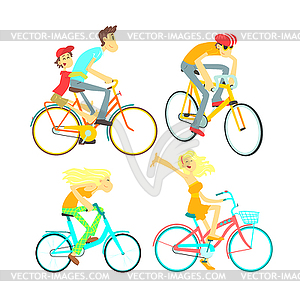 People On Bikes Set - vector image