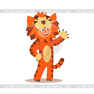 Boy Desguised As Tiger - vector image
