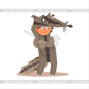 Boy Desguised As Badger - vector image