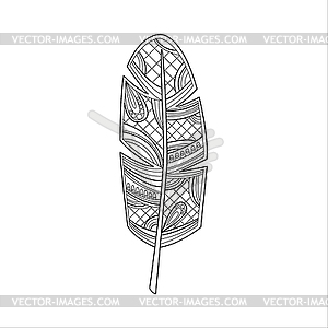 Vaned Feather Zentangle For Coloring - vector image