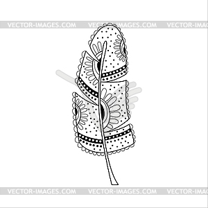 Vaned Feather Zentangle For Coloring - vector clipart
