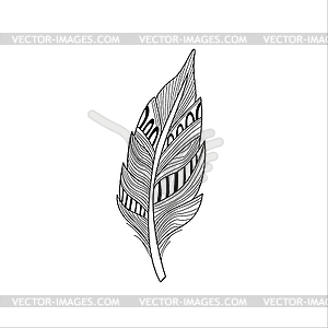 Vaned Feather Zentangle For Coloring - vector clipart