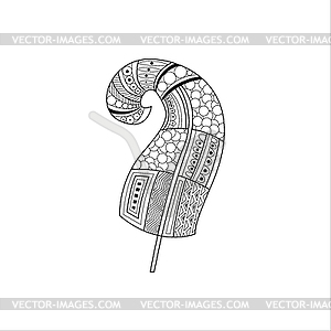 Vaned Feather Zentangle For Coloring - vector clipart