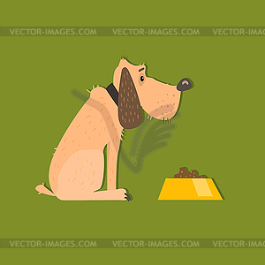 Bloodhound With Food Bowl Image - vector clipart