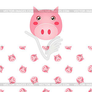 Pig Head Icon And Pattern - vector clipart