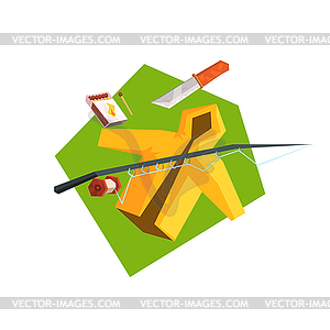 Set Of Items For Camping - vector image