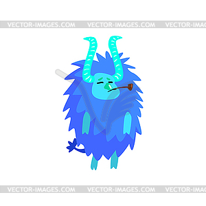 Blue Furry Childish Monster - vector image