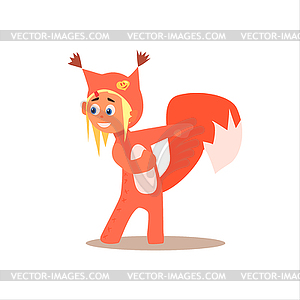 Girl Desguised As Squirrel - vector clipart
