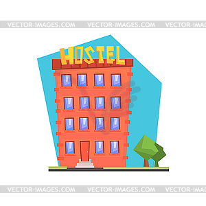 Hostel Building Flat - vector image