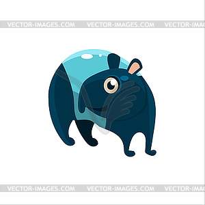 Синий Tapir Flat - иллюстрация в векторном формате