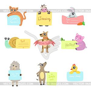 Animals With Cards To fill Set - vector clip art