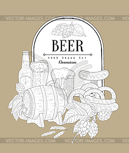 Beer Themed Vintage Sketch - vector image