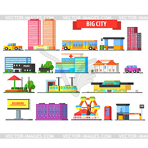 Big City Urban Icons Set - vector clipart