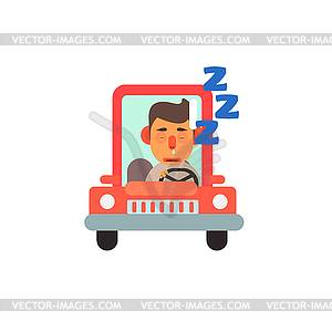 Traffic Code Sleeping Behind Wheel - vector clipart