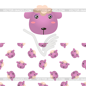 Sheep Head Icon And Pattern - vector EPS clipart