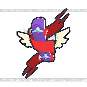 Winged Skateboard Logo Design - vector clipart