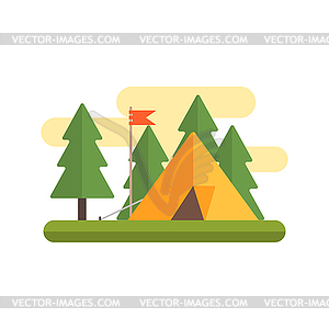 Tent In Woods - vector image