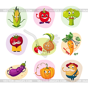 Funny Vegetable Characters Set - royalty-free vector clipart