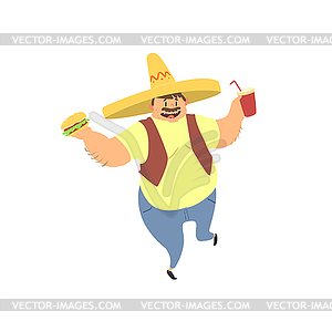 Fat Guy In Mexican Hat - vector clipart / vector image