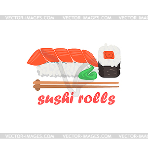 Sushi Rolls Cartoon Style Icon - vector clip art