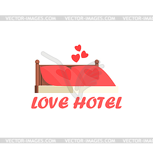 Love Hotel Cartoon Style Icon - color vector clipart